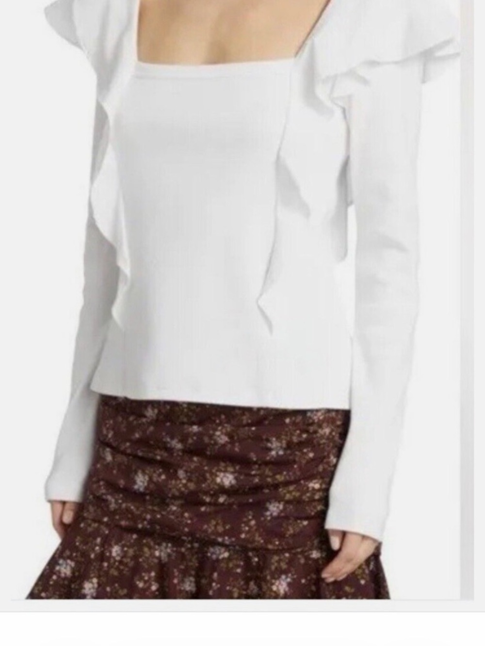 Veronica Beard White Long Sleeve Gidea Ruffled Poplin Shirt NWT - Picture 7 of 8